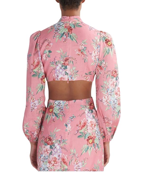 Zimmermann Bellitude Bow Front Dress | Pink Floral, Dolman Sleeves, Cut Out