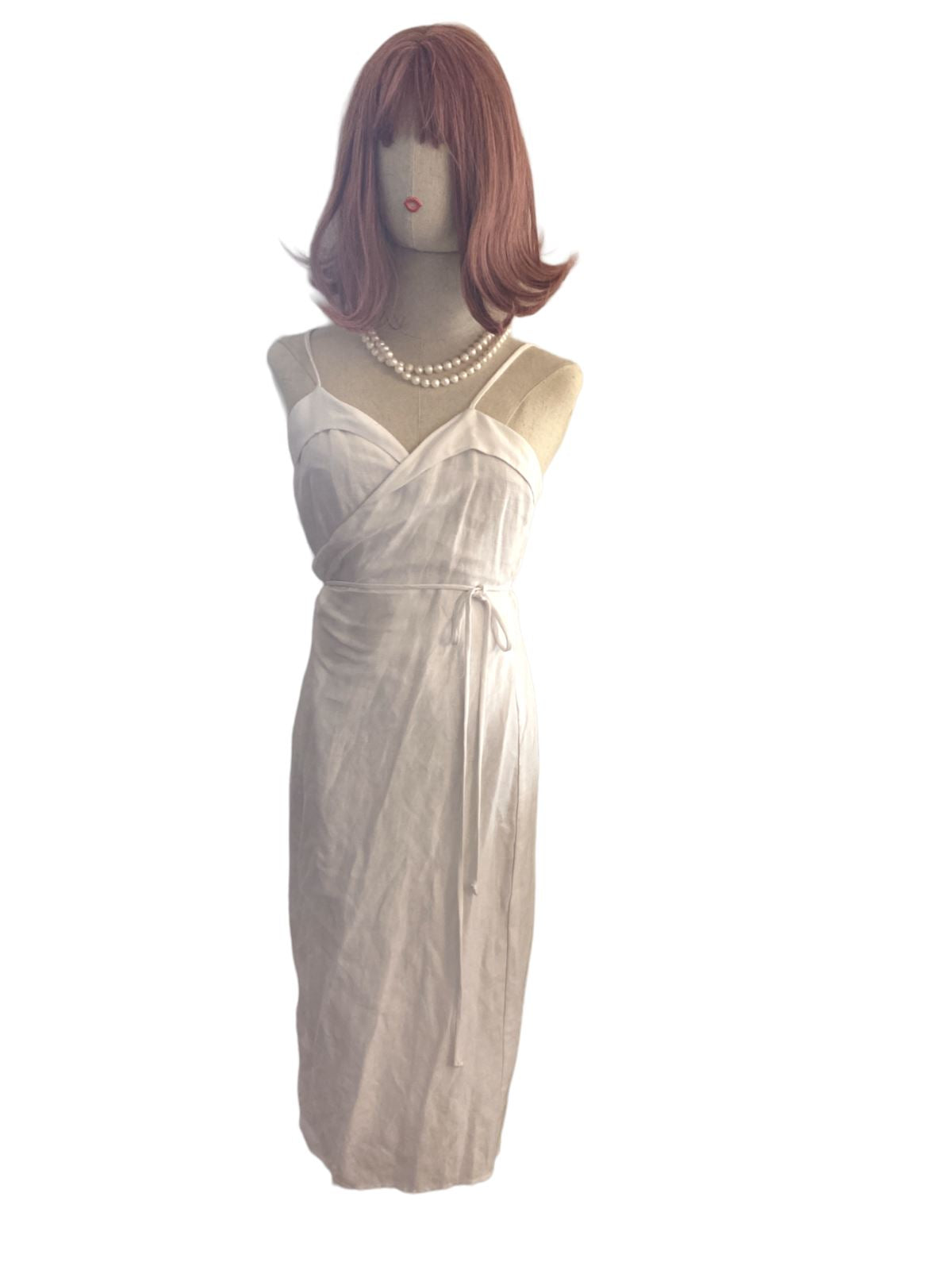 Reformation Wrap Midi Dress | Linen blend, White, Sz Large, Summer, Cocktail