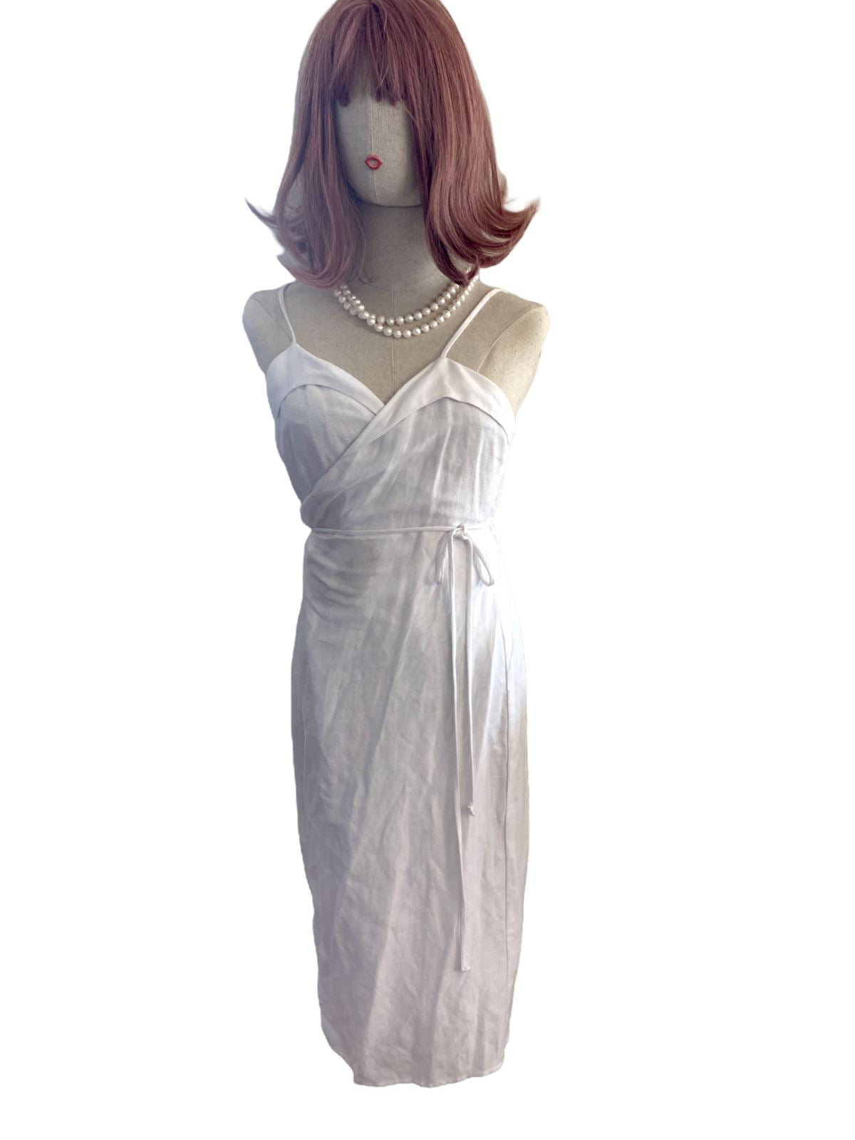 Reformation Wrap Midi Dress | Linen blend, White, Sz Large, Summer, Cocktail