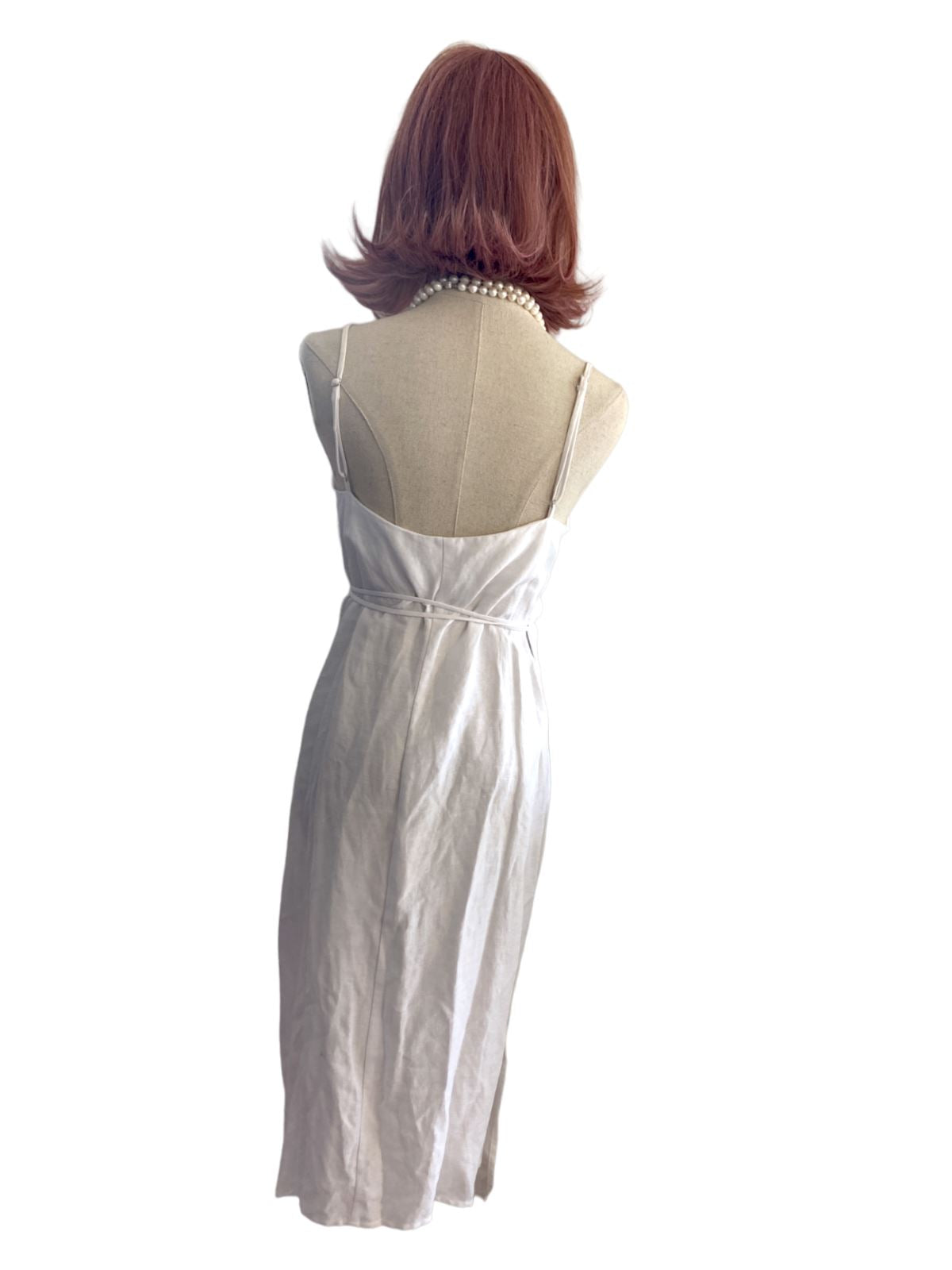 Reformation Wrap Midi Dress | Linen blend, White, Sz Large, Summer, Cocktail