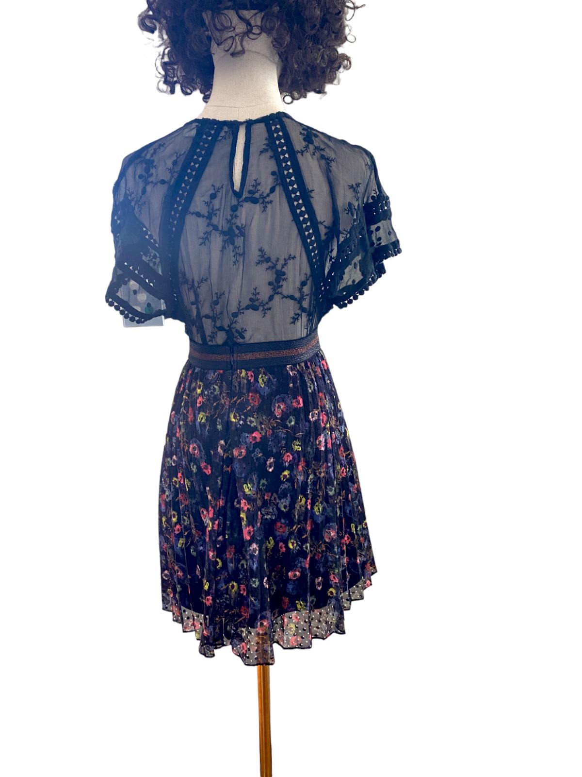 Zimmermann Black Sheer Silk Top / Blouse | Lace, Embroidery, Asymmetric, Black