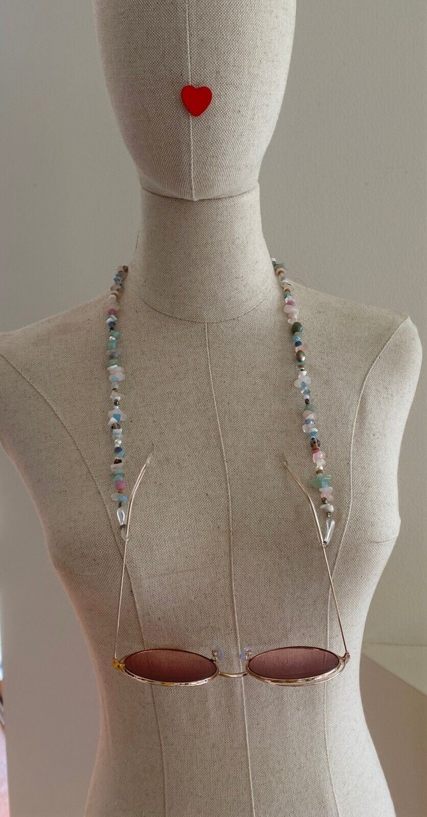 NAKED PEAR Semi Precious Stone Sunglasses / Glasses Chain, Holder, Blue Quartz