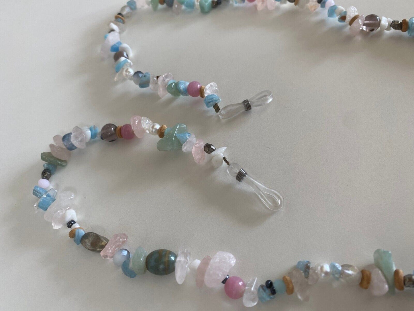 NAKED PEAR Semi Precious Stone Sunglasses / Glasses Chain, Holder, Blue Quartz