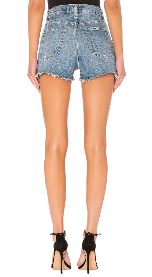 rag & bone Denim Maya High Rise Shorts| Medland Blue, Zipper, Sz 28, Light Wash