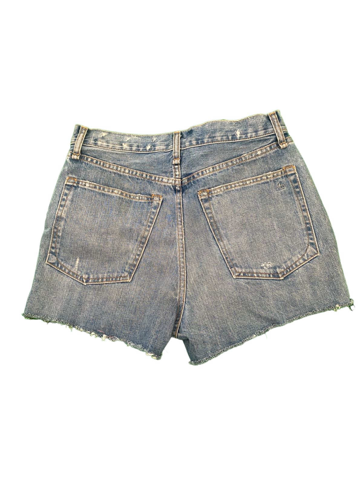 rag & bone Denim Maya High Rise Shorts| Medland Blue, Zipper, Sz 28, Light Wash