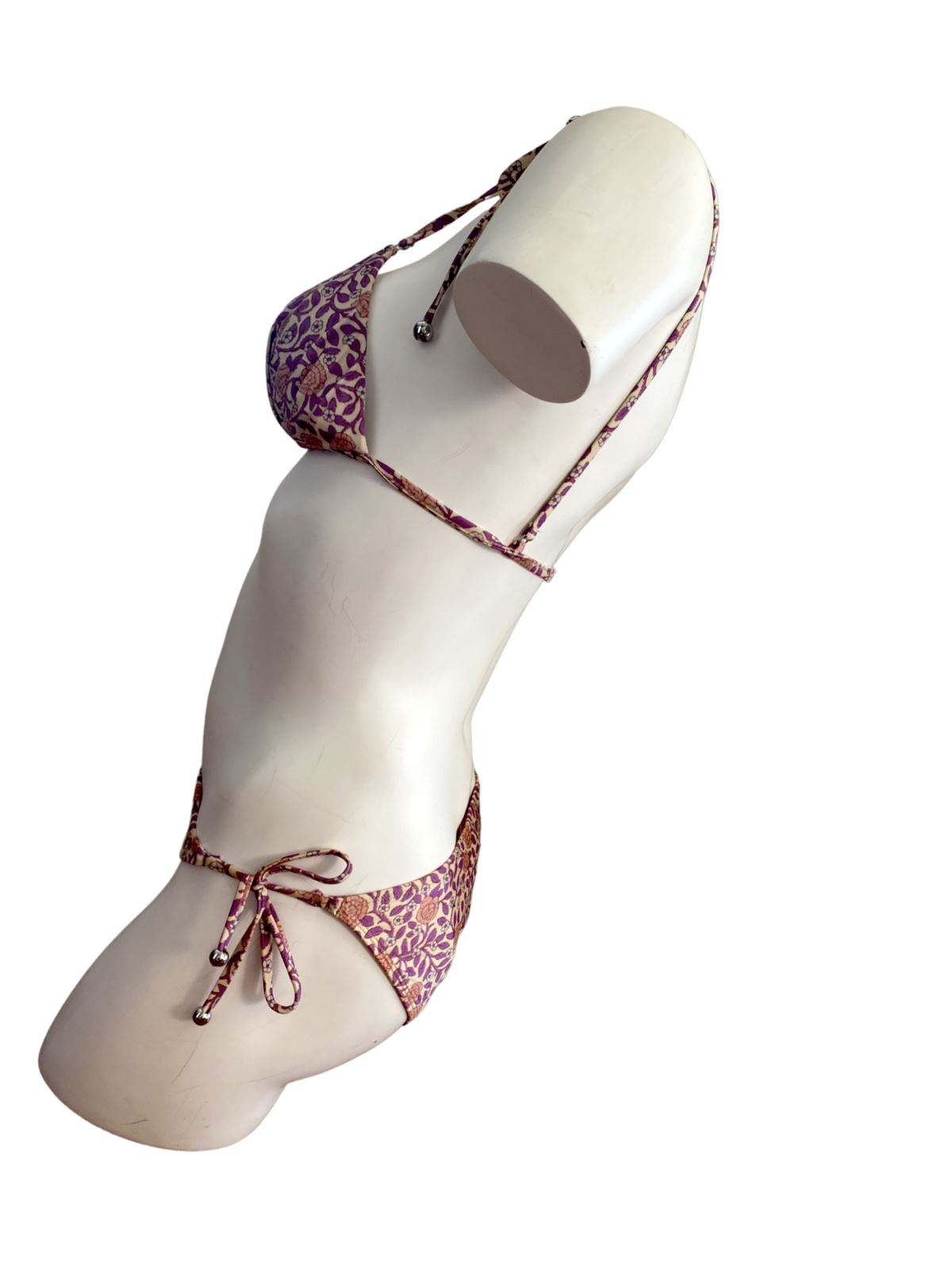 Zimmermann Caravan Tuck Bikini | Pink Floral, Shoulder/Pant ties, Triangle Top