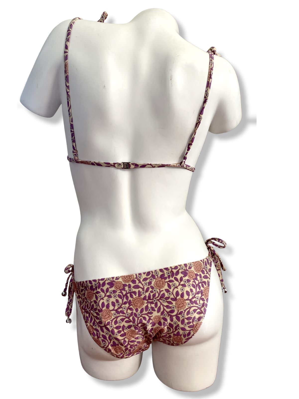 Zimmermann Caravan Tuck Bikini | Pink Floral, Shoulder/Pant ties, Triangle Top