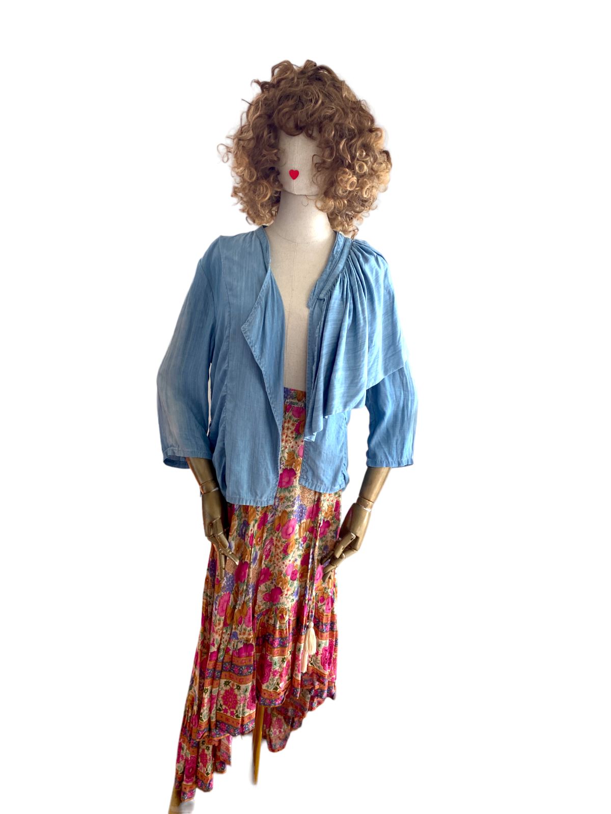 Sass & Bide Papa Sucre Denim Chambray Jacket | Big Back Frill, Blue, Size 38,