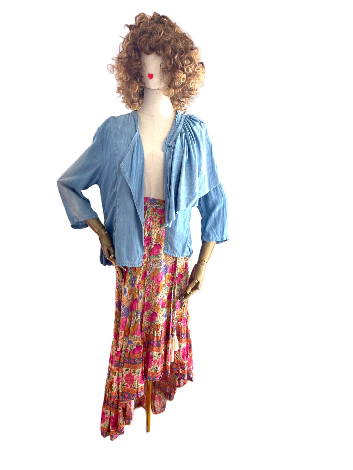 Sass & Bide Papa Sucre Denim Chambray Jacket | Big Back Frill, Blue, Size 38,