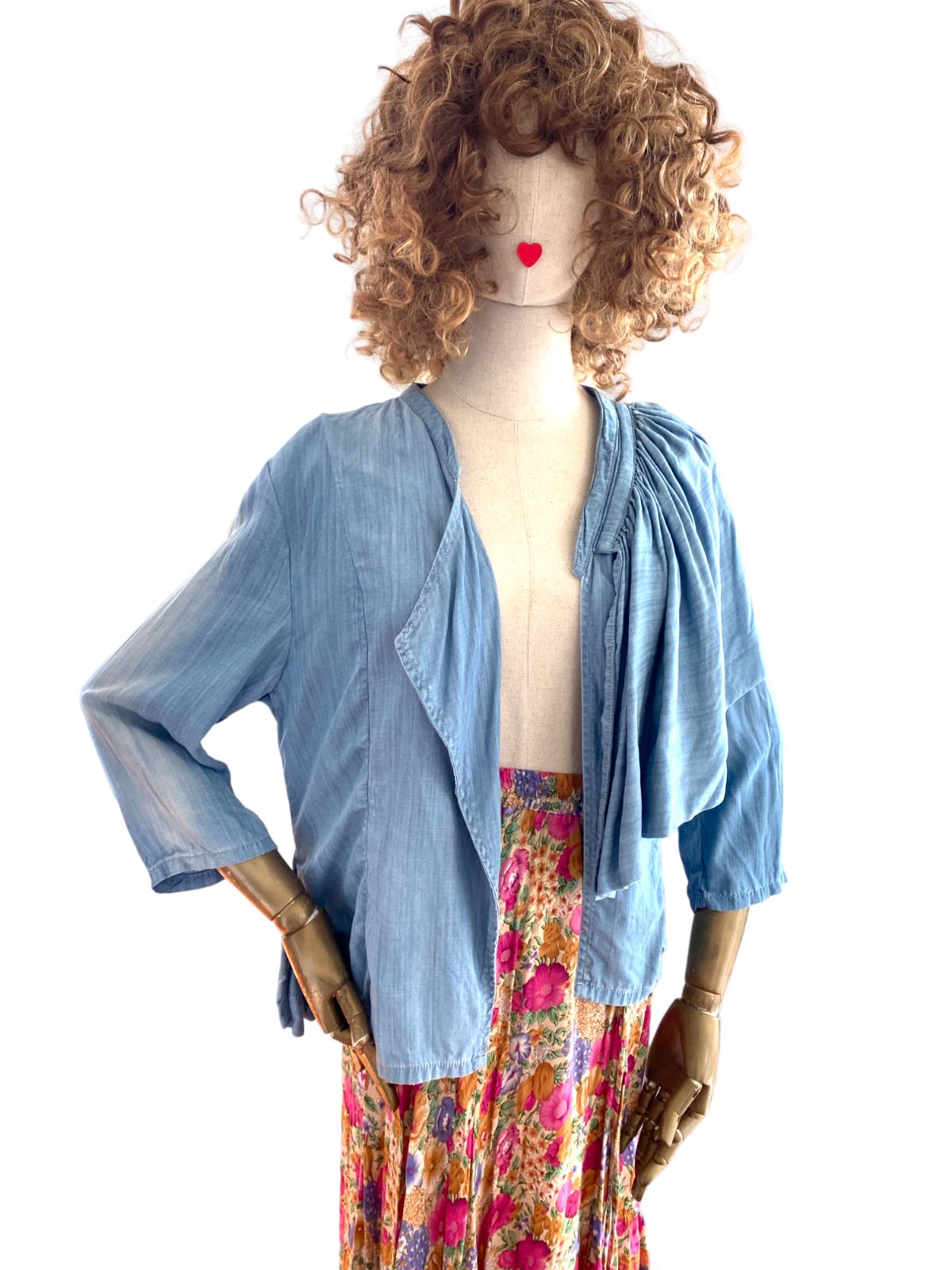 Sass & Bide Papa Sucre Denim Chambray Jacket | Big Back Frill, Blue, Size 38,