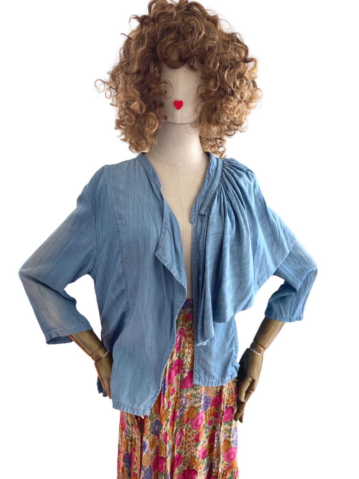 Sass & Bide Papa Sucre Denim Chambray Jacket | Big Back Frill, Blue, Size 38,