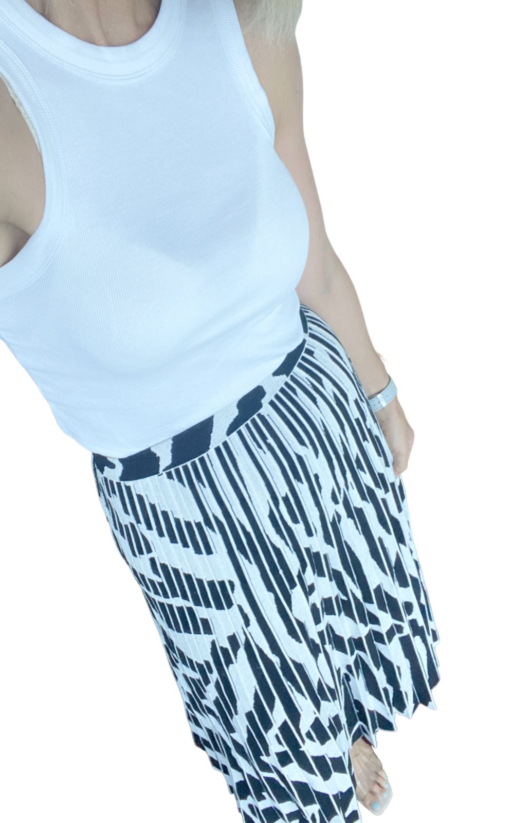 Proenza Schouler Pleated Zebra Midi Skirt | Stretch Knit, Elasticised, Sz Small