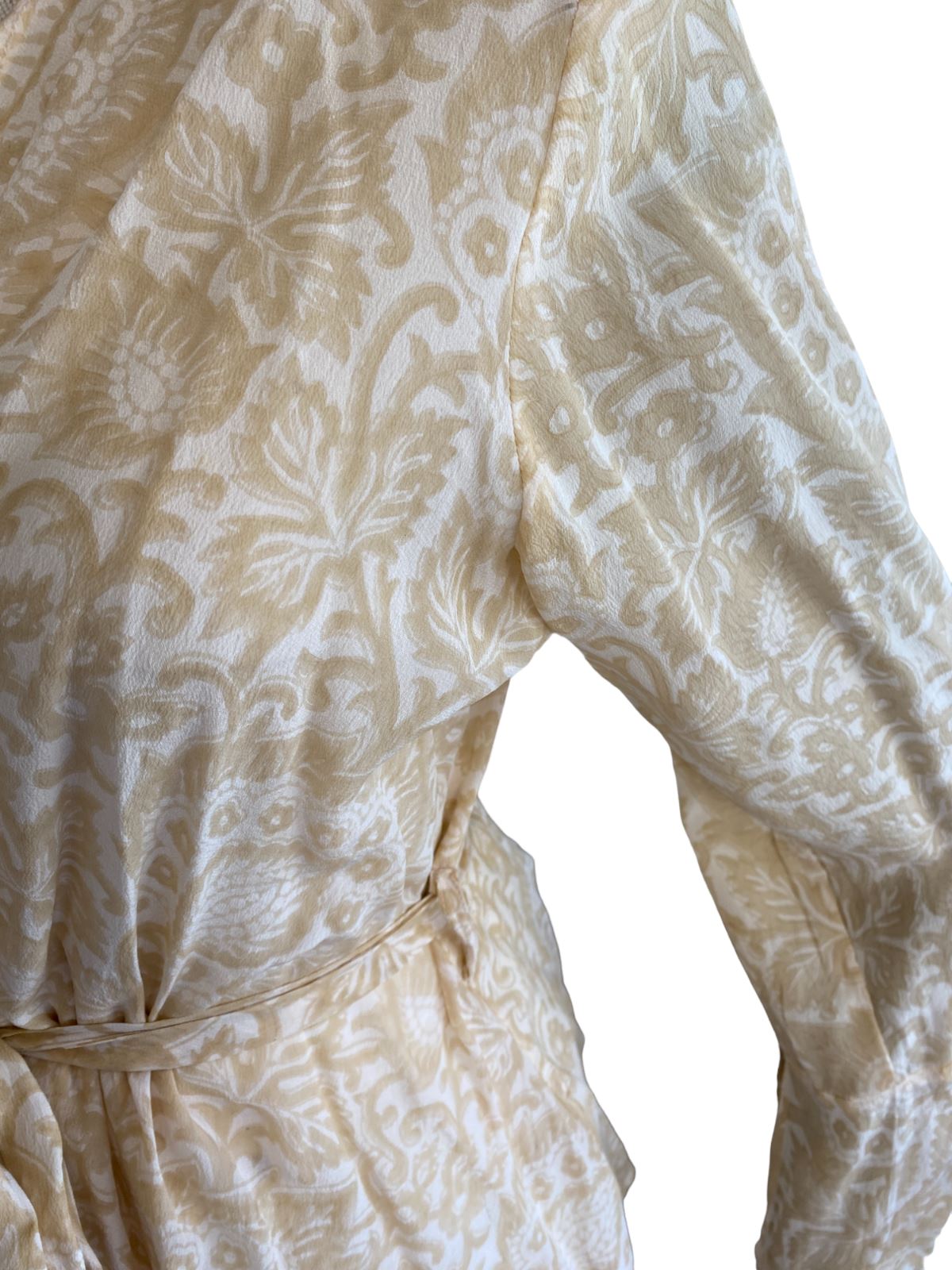 HANNAH ARTWEAR Silk Blouse / Hand Made, Paisley, Belted, Wrap, OS, Eco-Friendly