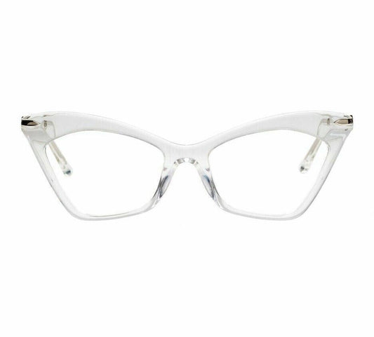Karen Walker Margaret Optical Glasses| Clear/Silver Acetate Cat Eye,Prescription