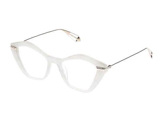 Karen Walker Rosalind Optical Glasses | Marble Silver Acetate / Silver, Cat Eye