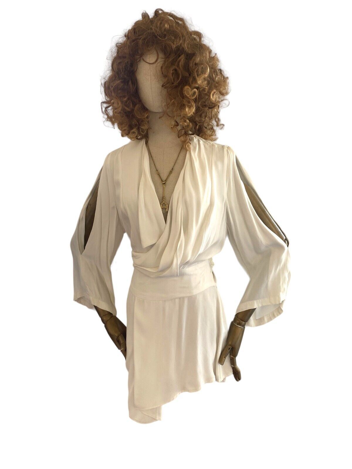 Acler White Wrap Mini Dress | Flared/ Split Sleeves, Soft Viscose, As New!