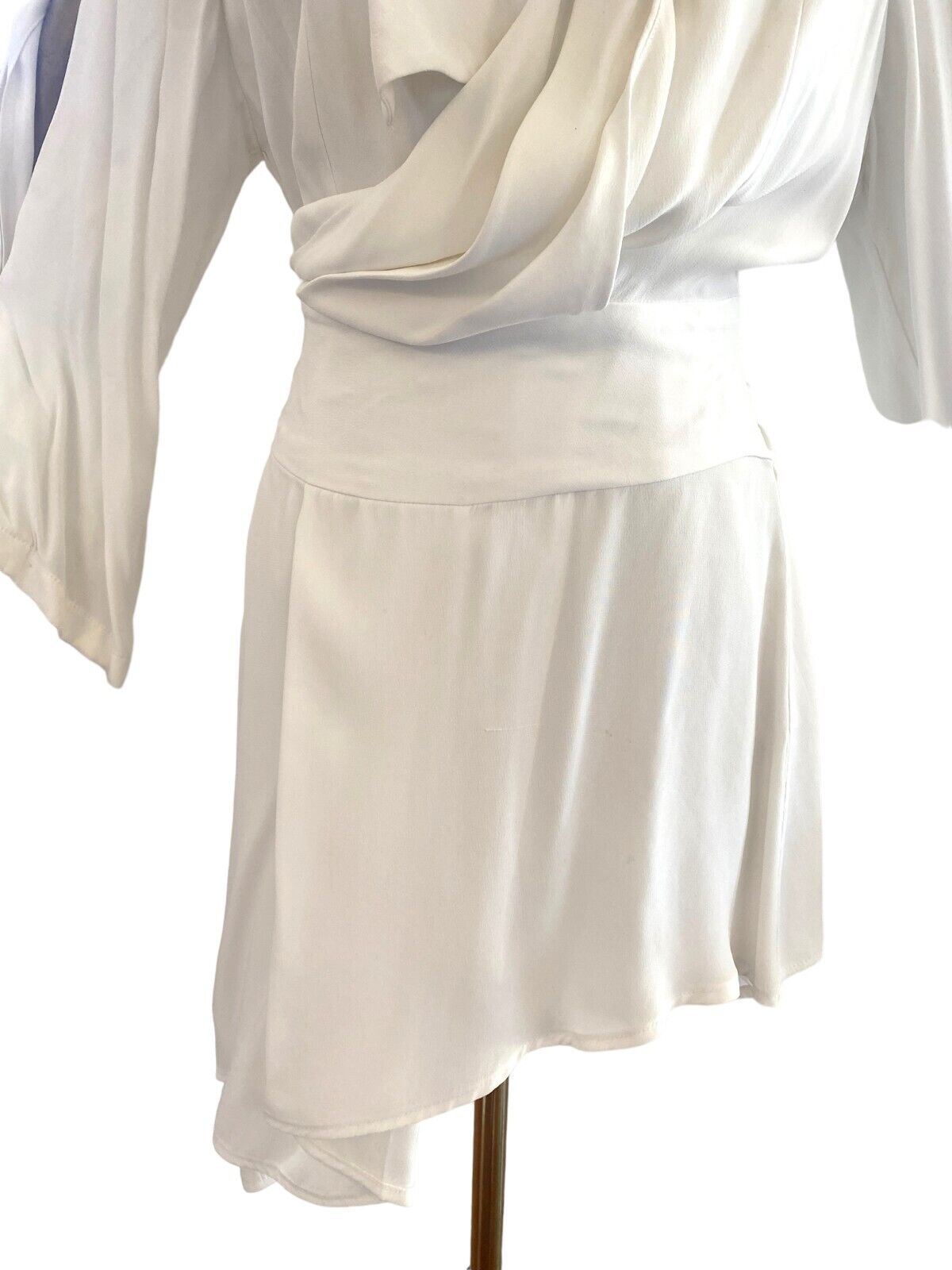Acler White Wrap Mini Dress | Flared/ Split Sleeves, Soft Viscose, As New!