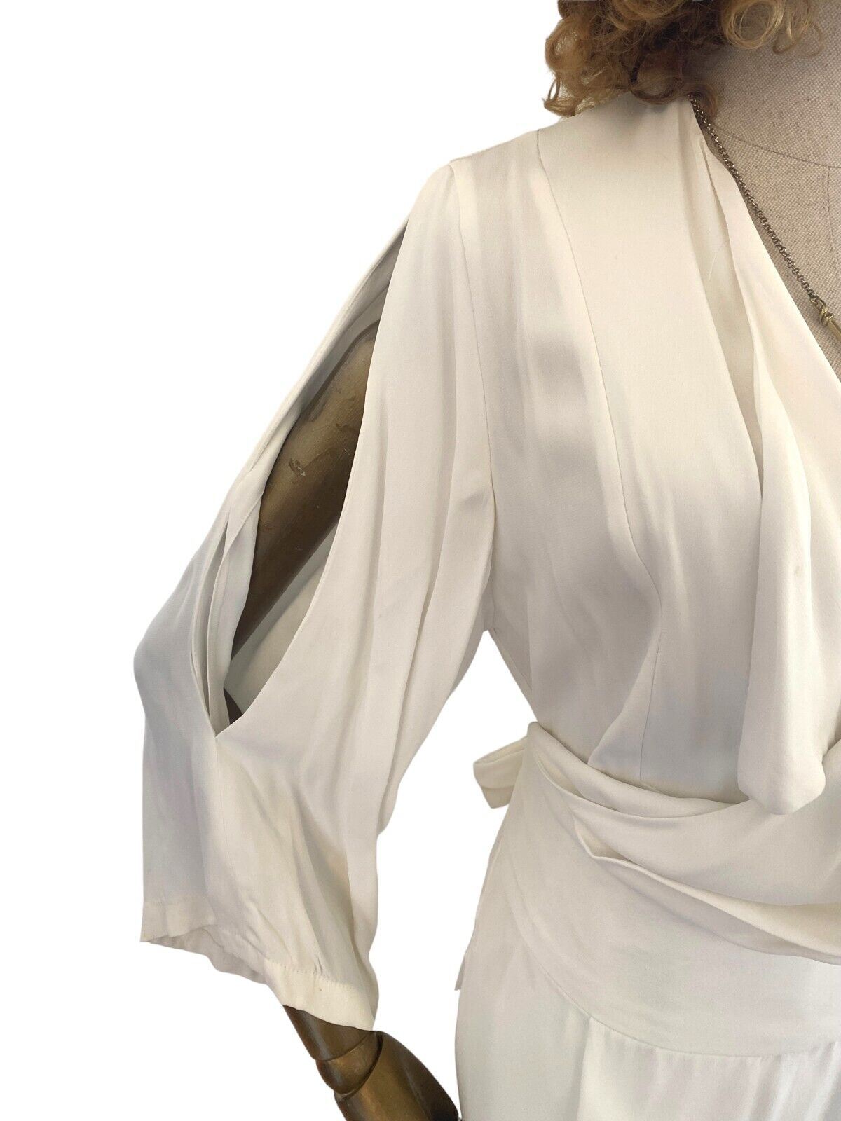 Acler White Wrap Mini Dress | Flared/ Split Sleeves, Soft Viscose, As New!