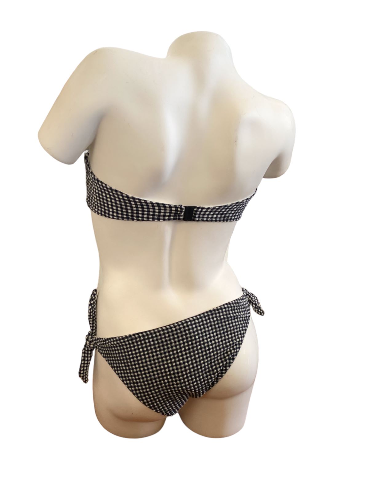 Zimmermann Jeannie Gingham Tie Bikini | Navy/White, Bandeau, Low Rise, Self Tie