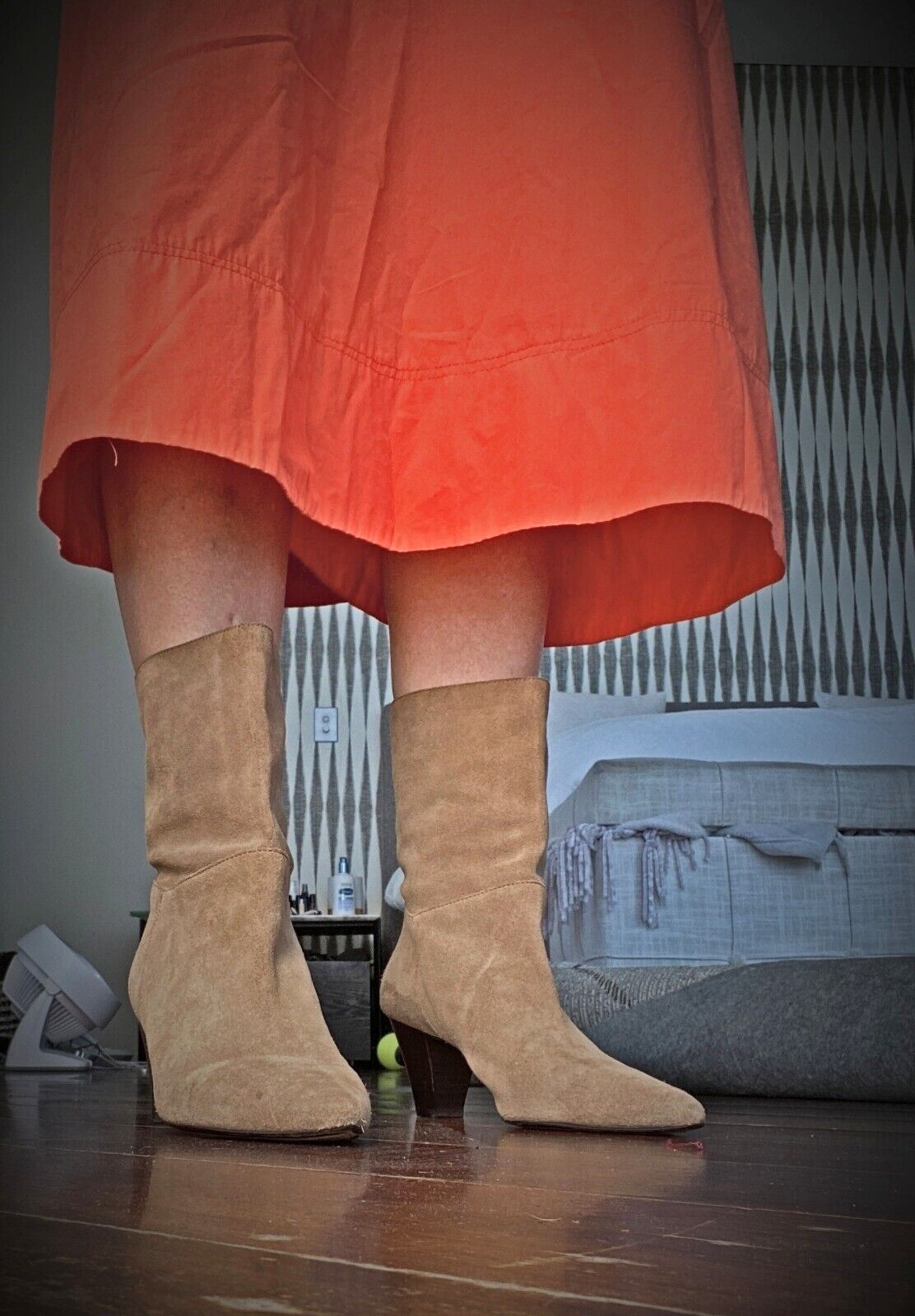 Zara Mid Calf Boots | Taupe/Brown, Sz 41, Genuine Suede, Pointed Toe, WORN ONCE