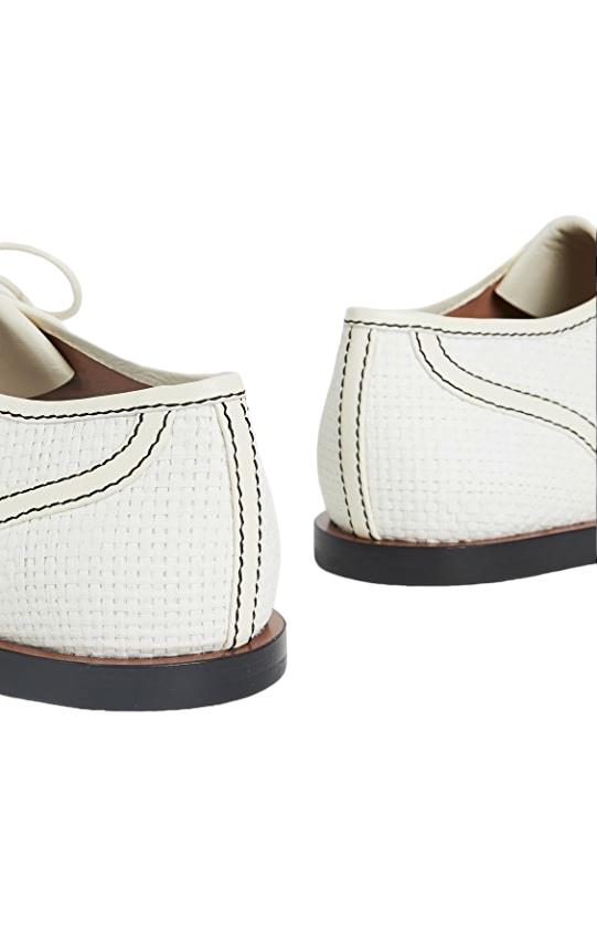 Zimmermann Lace Up Golf Shoes | Milk/White, Square, Suede, Flats made in ITALY