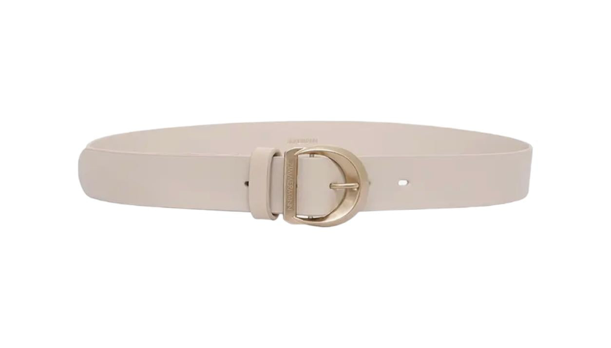 Zimmermann Crescent Buckle Jean Belt | Cream/ECRU, Leather, Narrow, Gold