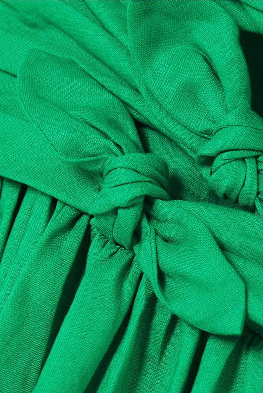 Zimmermann Tiggy Frill Midi Dress | Verde/Green, Linen, Tiered, Frills, Pompoms