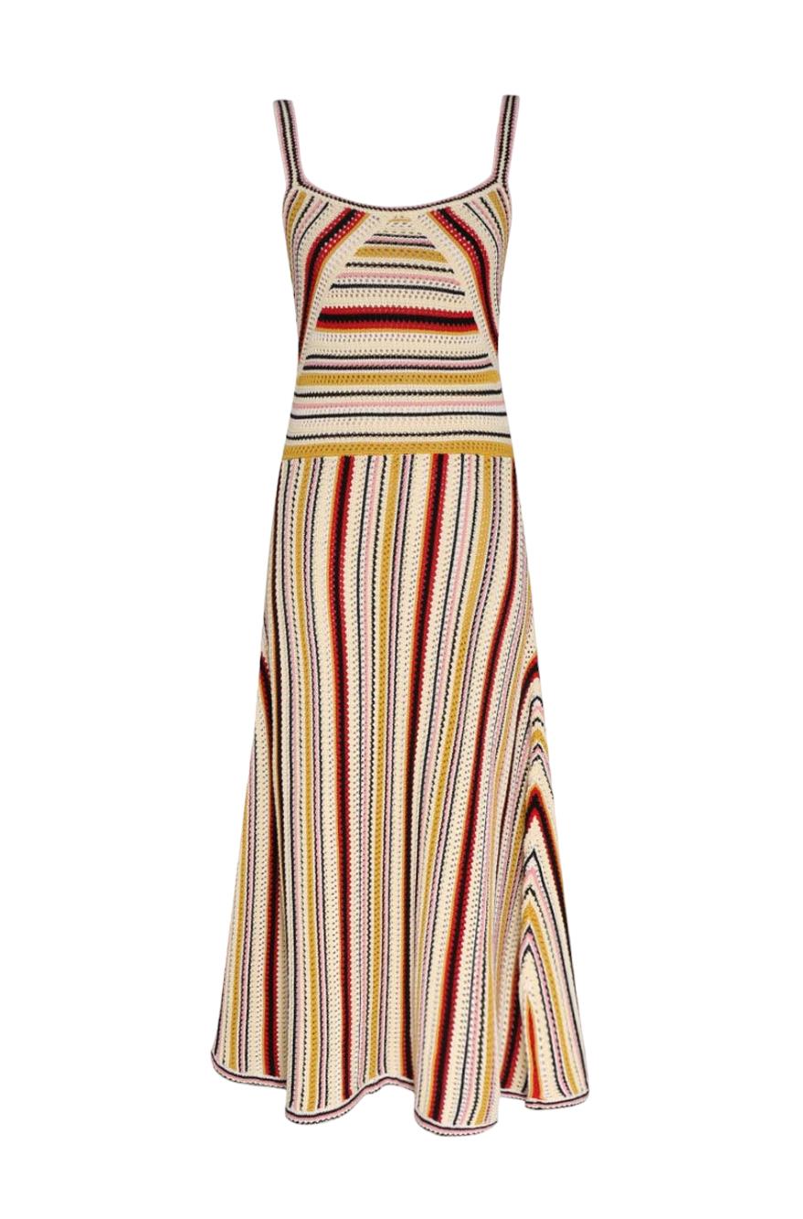 Zimmermann Vitali Multi Stripe Knit Dress Midi Crochet summer Zimmermann Vitali Multi Stripe Knit Dress Midi Crochet summer