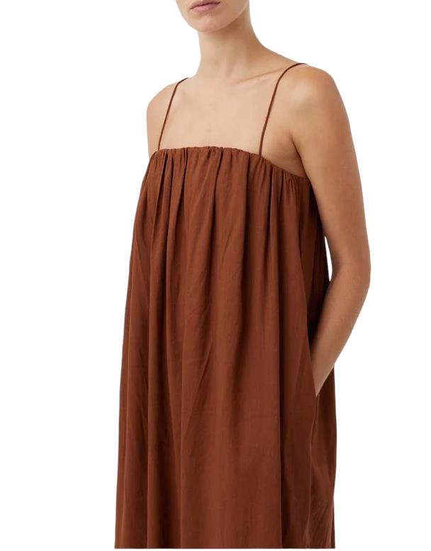 Camilla and Marc Fleur Gathered Dress | Rust/Brown, Spaghetti, Maternity Option