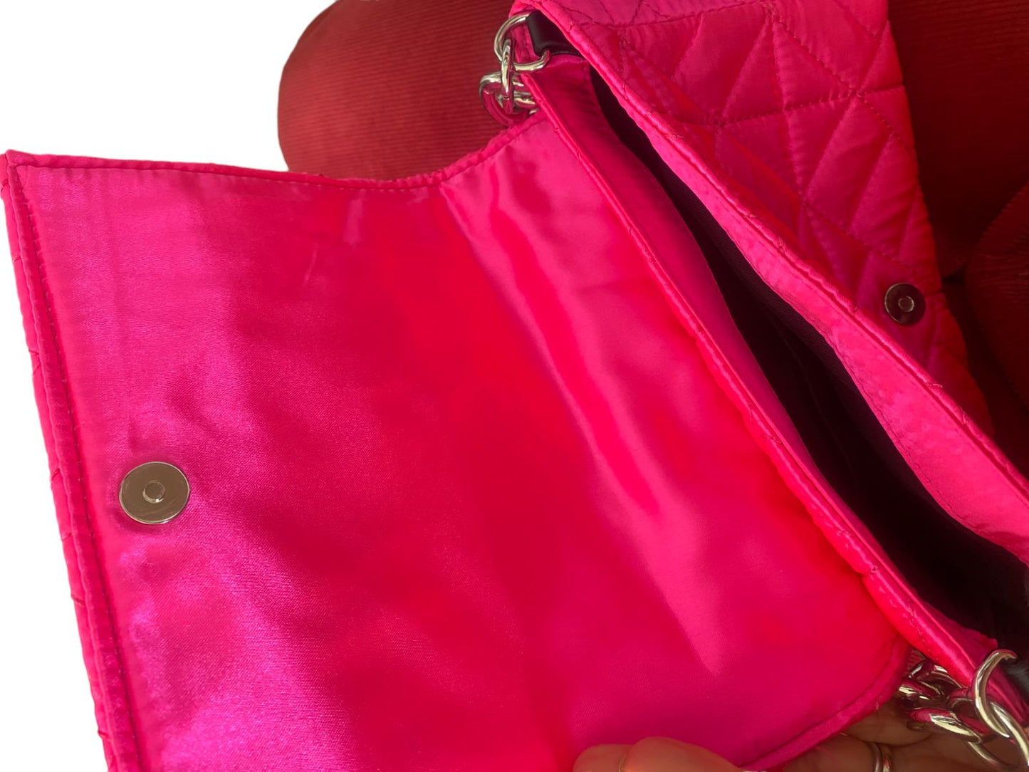 2 x ZARA Neon Quilted Handbags | Yellow & Pink, Fabric, Thick Silver Chain