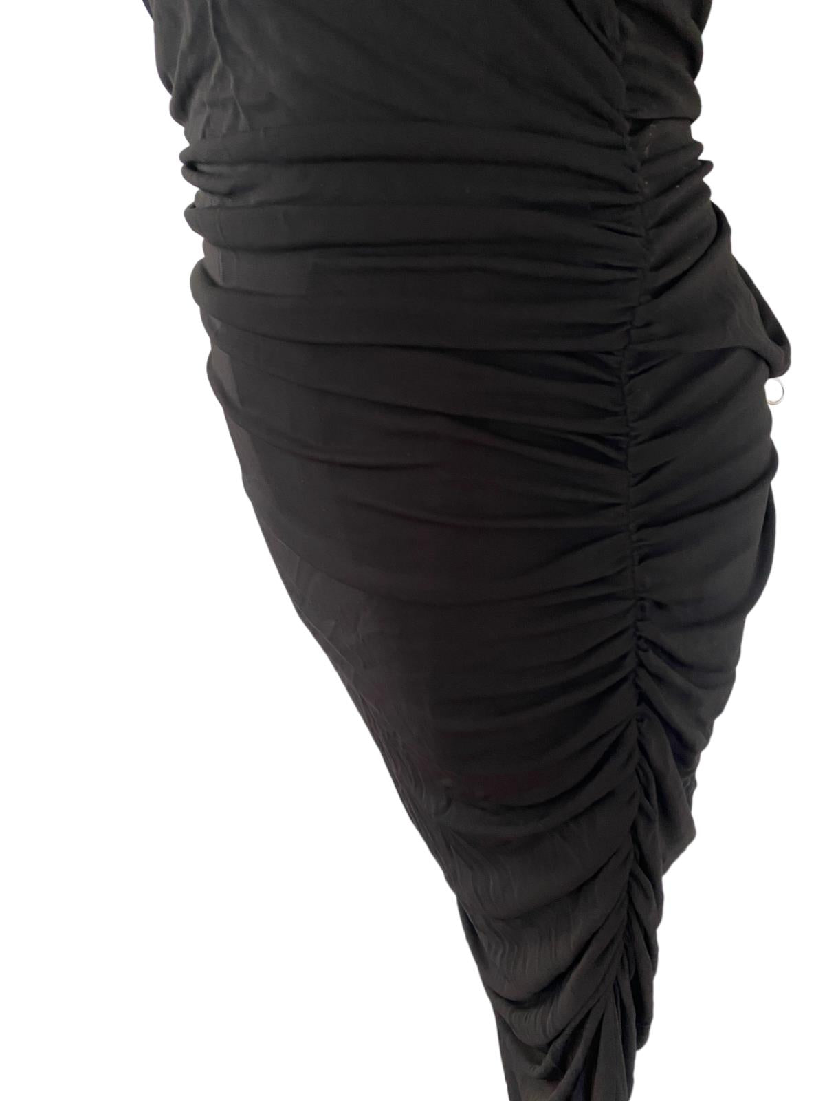 CUE Slinky Maxi Black Dress | Size 14, Gathered, Side Slits, Stretch, Formal
