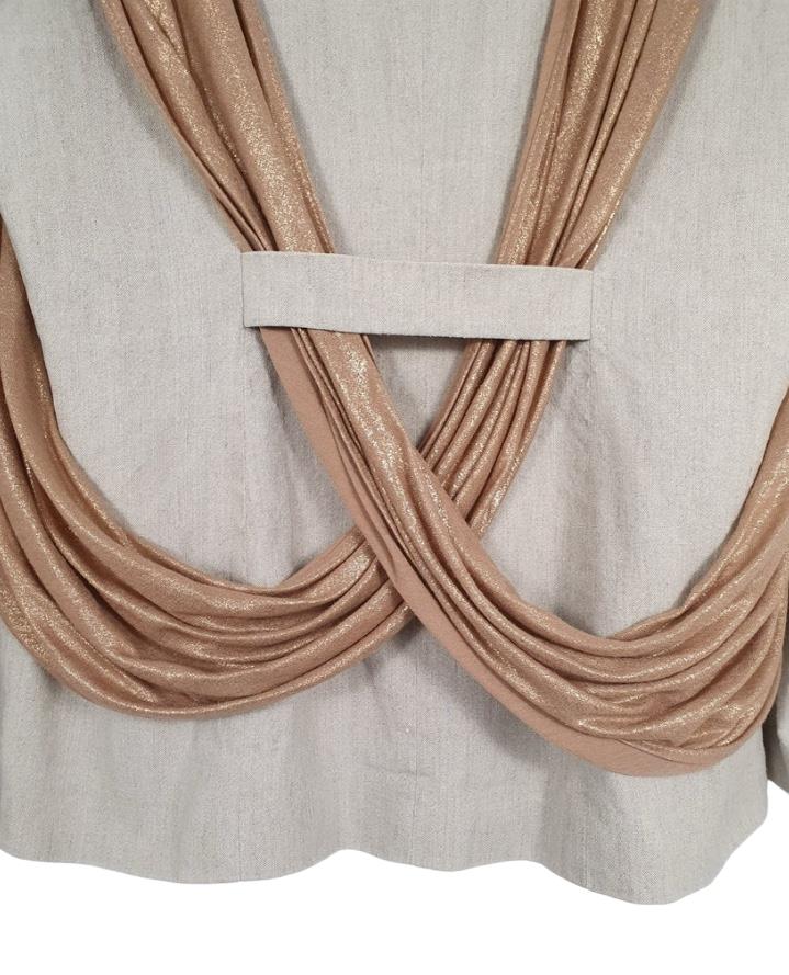 Sass & Bide Copper Foil Linen Jacket/Blazer | Beige/Rose Gold, Stretch, Sz 44