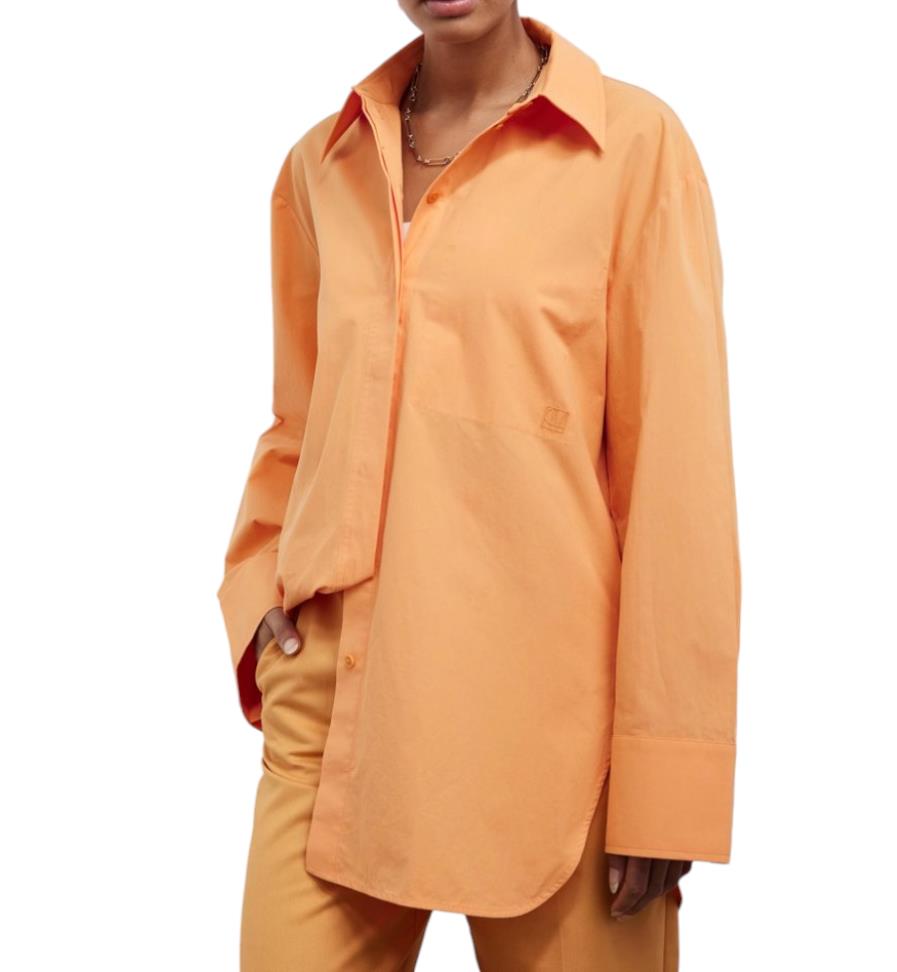 CAMILLA AND MARC Sable Shirt | Persimmon/Orange, Crisp Cotton, Cuffs, Placket