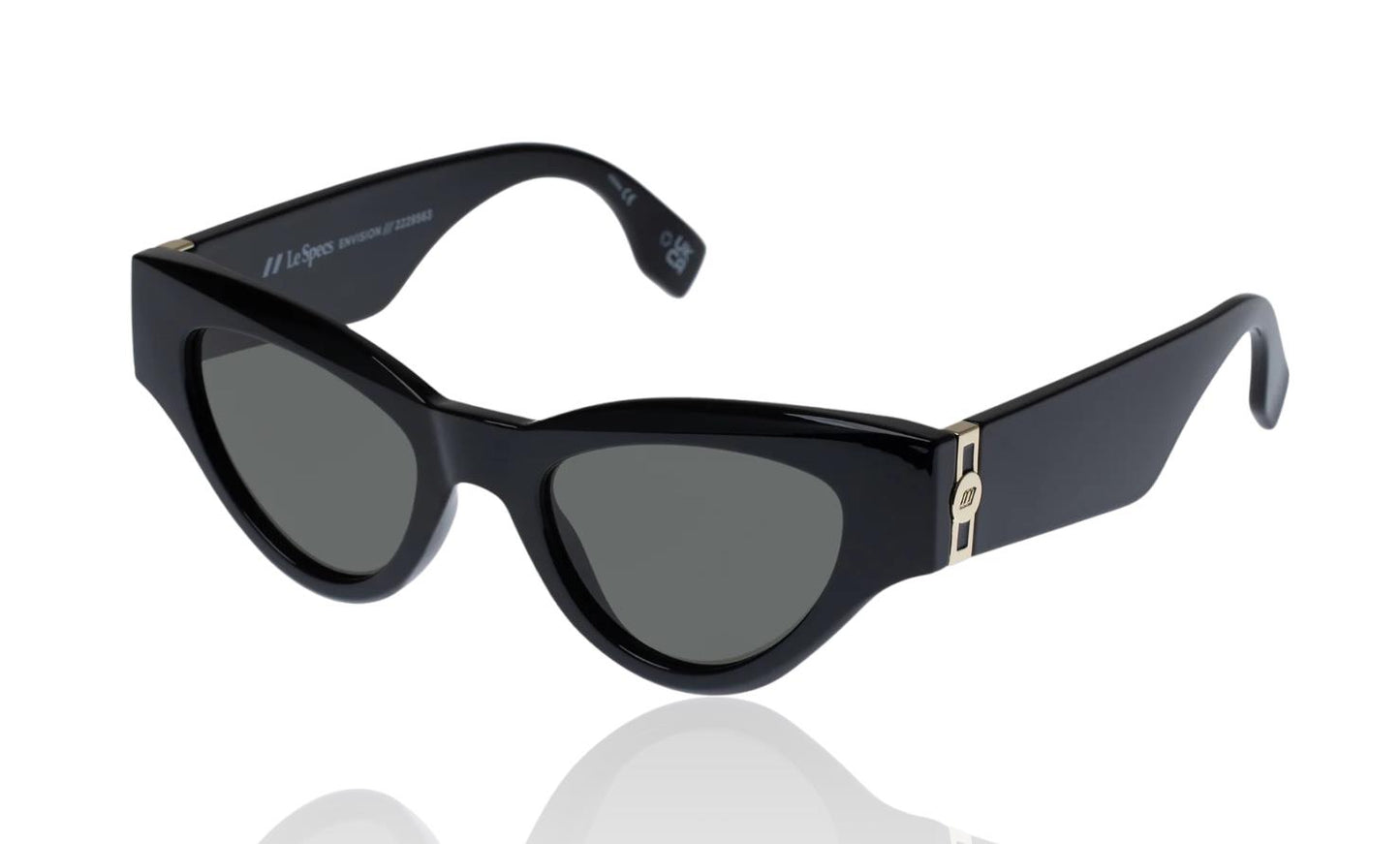 Le Specs FANPLASTICO Sunglasses | Classic Black Cats Eye,  Cat 3, Eco Friendly