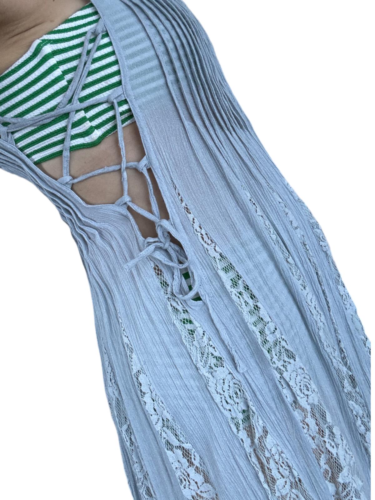 Free People Flowing Midi Dress | Lace Inserts, Lace Up Detail, Oversized, Beach