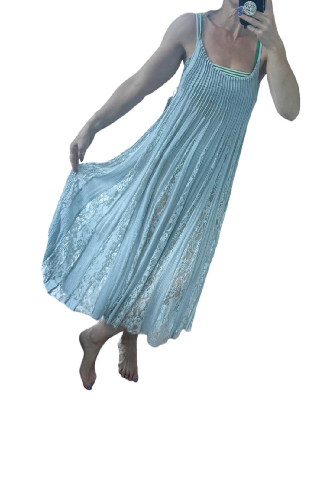 Free People Flowing Midi Dress | Lace Inserts, Lace Up Detail, Oversized, Beach