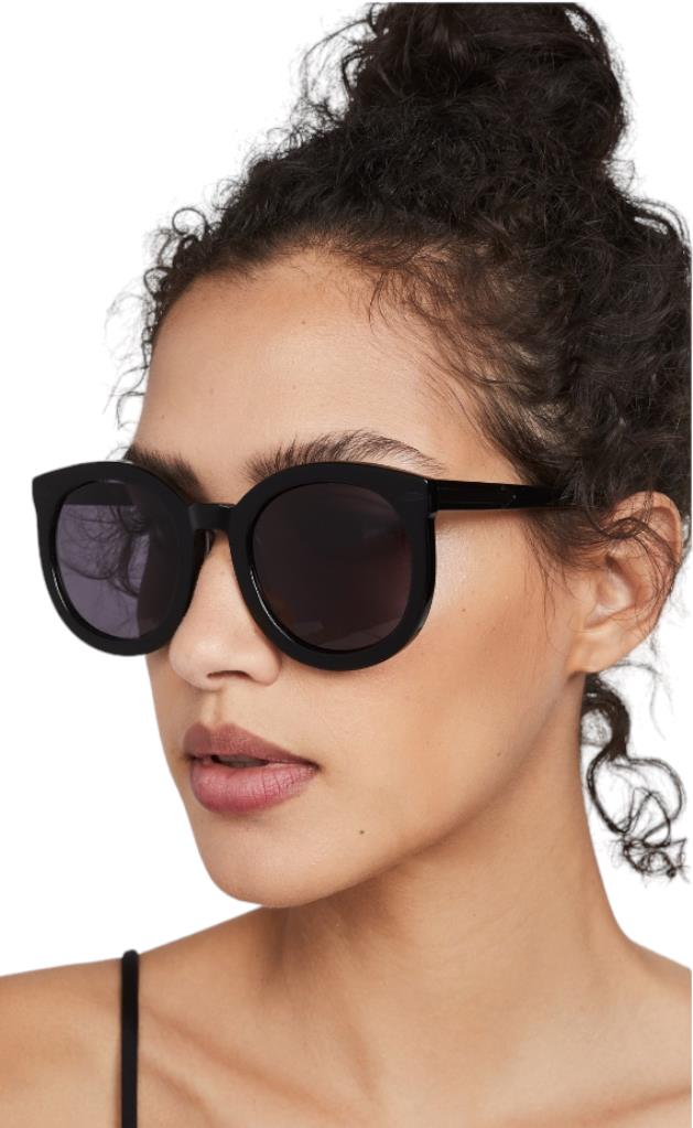Karen Walker Super Duper Strength Sunglasses | Classic Black, Round, Oversized