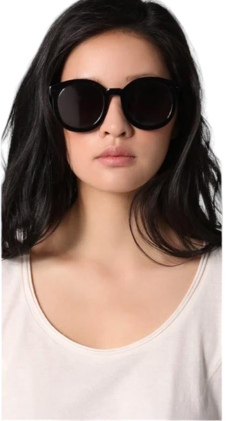 Karen Walker Super Duper Strength Sunglasses | Classic Black, Round, Oversized
