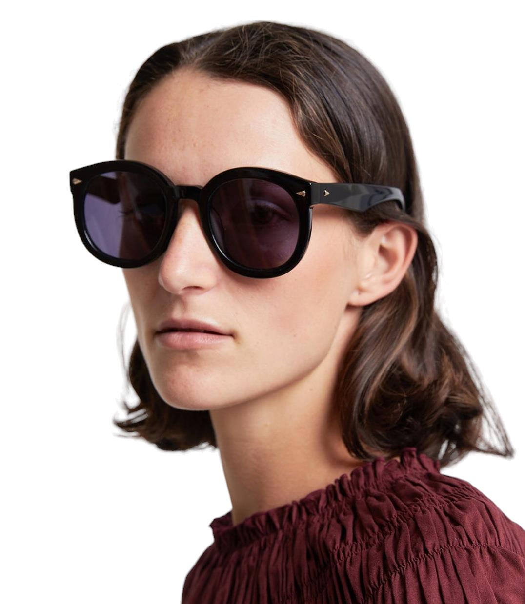 Karen Walker Super Duper Strength Sunglasses | Classic Black, Round, Oversized