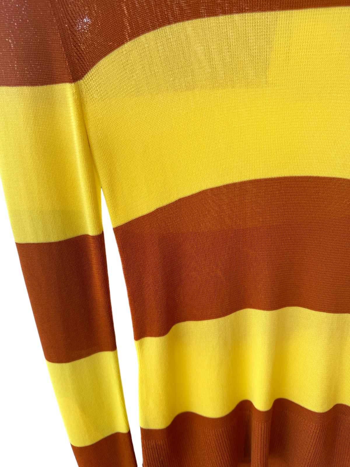 Zimmermann Crew Neck Top | Charteuse, Rugby Stripe, Jersey, Yellow/Tan, Stretch