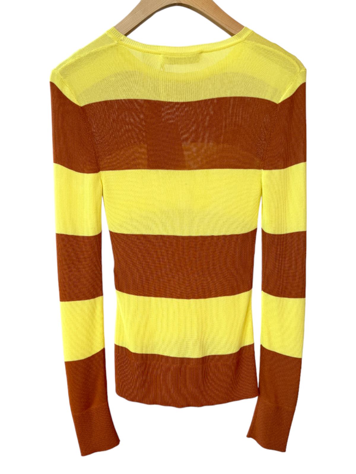 Zimmermann Crew Neck Top | Charteuse, Rugby Stripe, Jersey, Yellow/Tan, Stretch