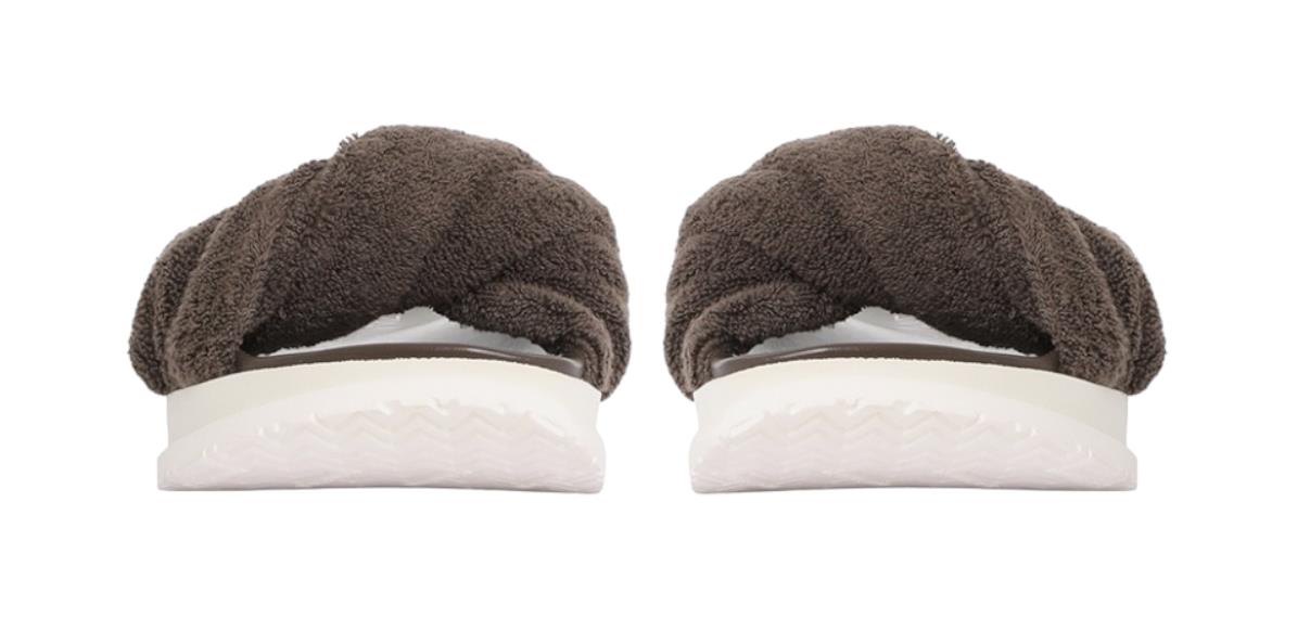 Zimmermann Twisted Towel slide | Chocolate, Leather Sole, Terry Cloth, Sandal