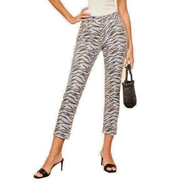 Reformation Julia Jeans size 28 in Zebra Print Blue/ Black, High