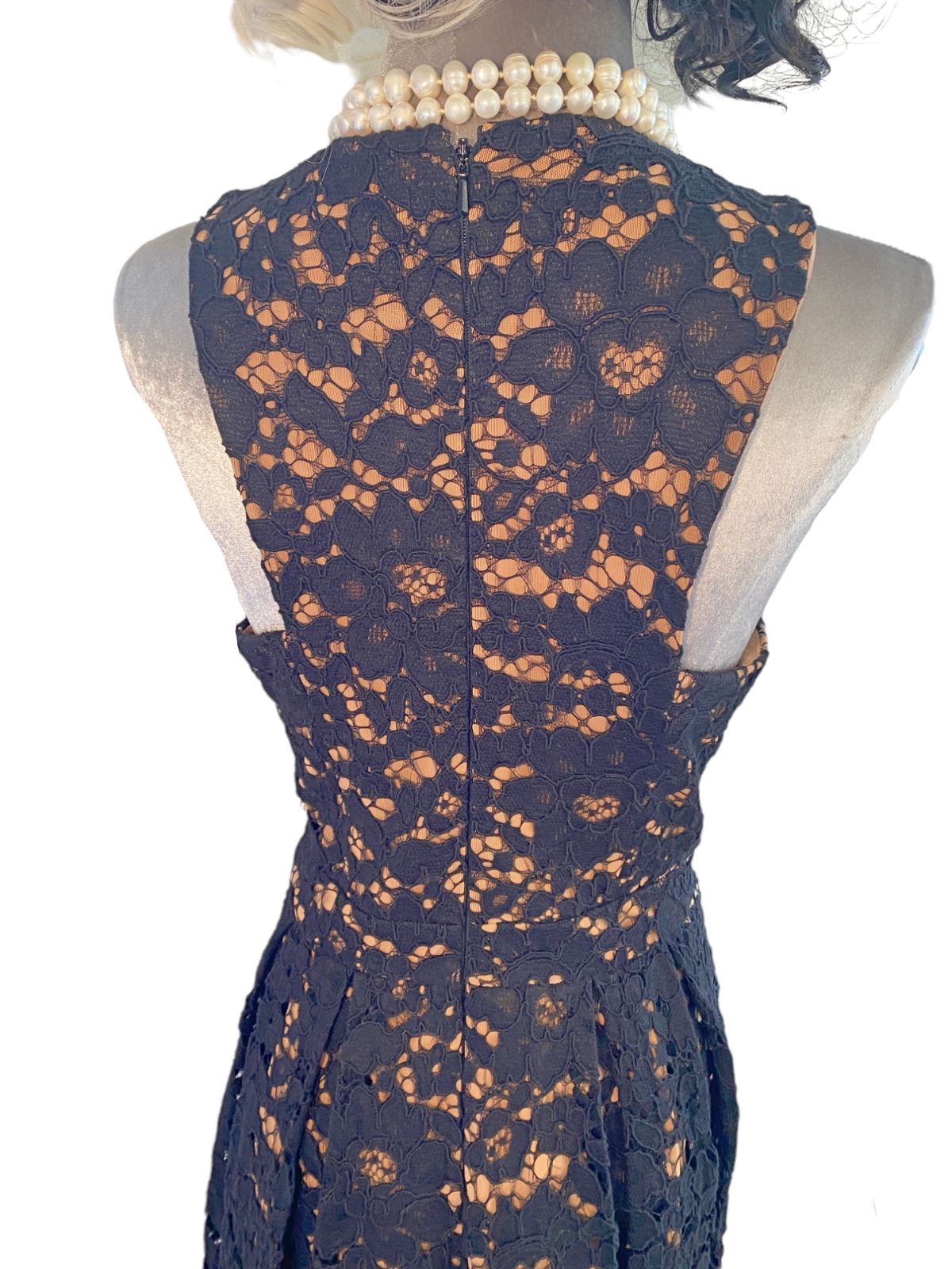 MINISTRY OF STYLE Black Lace Midi dress | Nude Lining, Black, Size 8, Worn Once