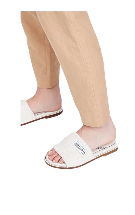 Zimmermann Chubby Terry Towel Slide | Leather Sole, White, Cushioned Sandals