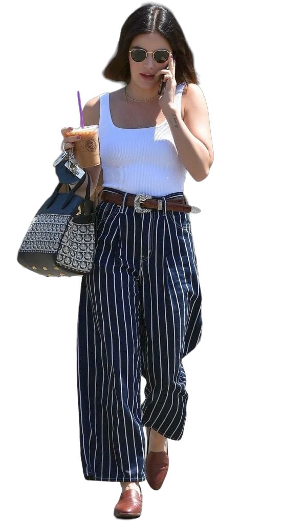 Levi's Ribcage Pleated Crop | Navy / White Stripe | High Waisted, Wide Leg Sz 28