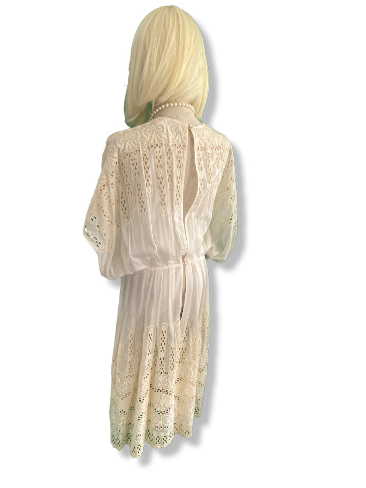 Zimmermann Eyelet Dress | Midi, Cream, Embroidery, Silk / Cotton, Kimono Size 1
