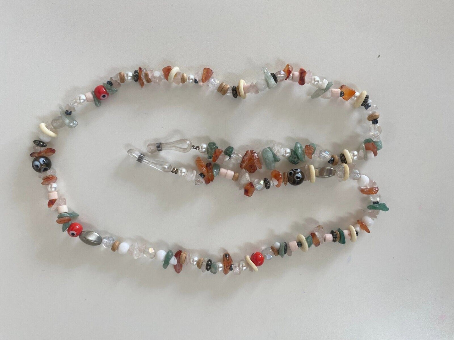 NAKED PEAR Semi Precious Stone Sunglasses / Glasses Chain, Holder, Rose Quartz