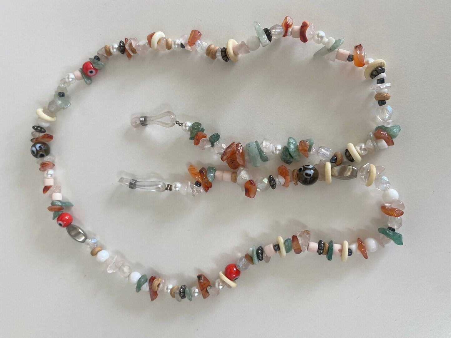 NAKED PEAR Semi Precious Stone Sunglasses / Glasses Chain, Holder, Rose Quartz