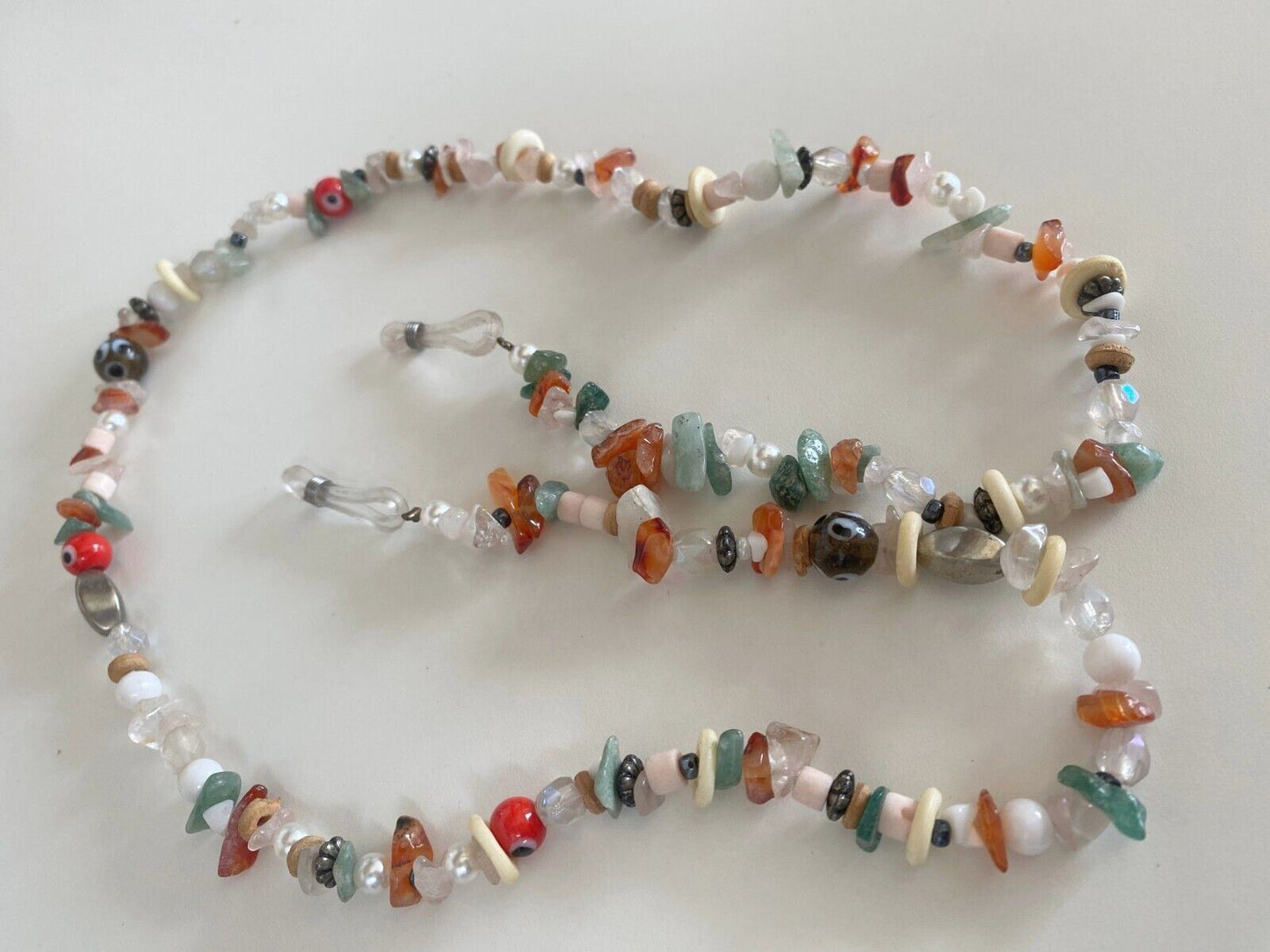 NAKED PEAR Semi Precious Stone Sunglasses / Glasses Chain, Holder, Rose Quartz